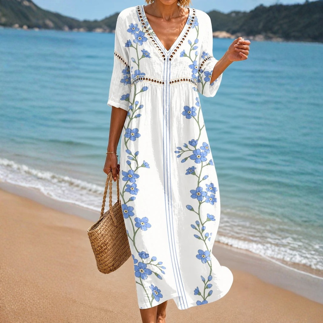 Vestido Midi Suave con Estampado Floral