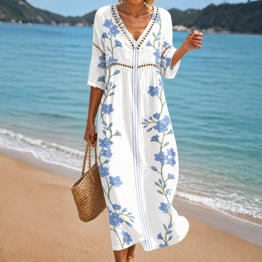 VESTIDO MIDI SUAVE CON ESTAMPADO FLORAL
