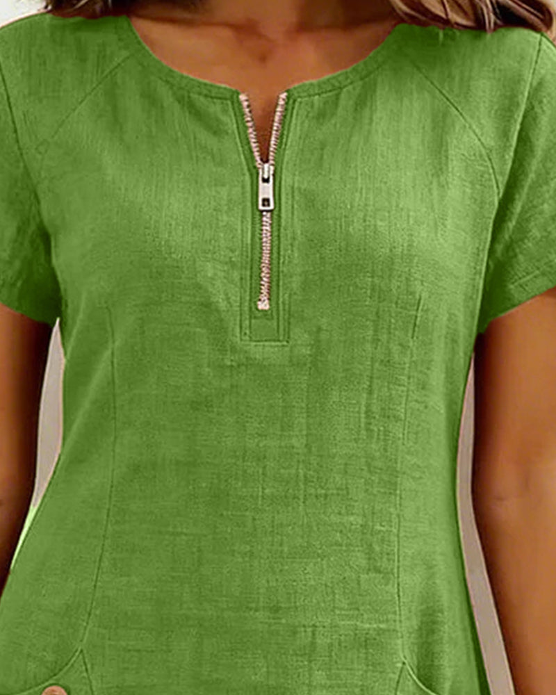 Zelora® | Vestido de algodón con cierre de cremallera