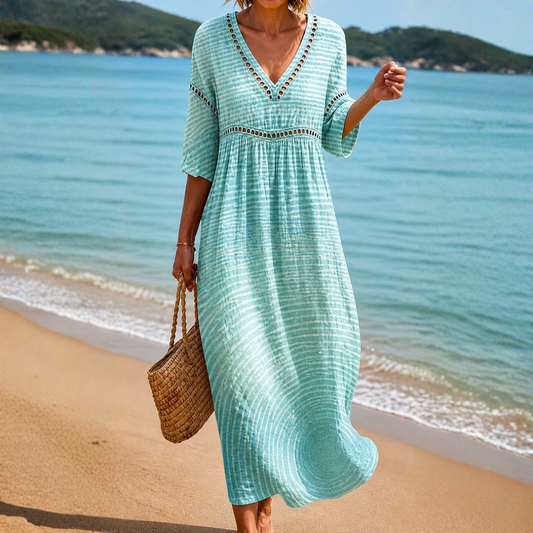 VESTIDO MIDI AZUL SUAVE