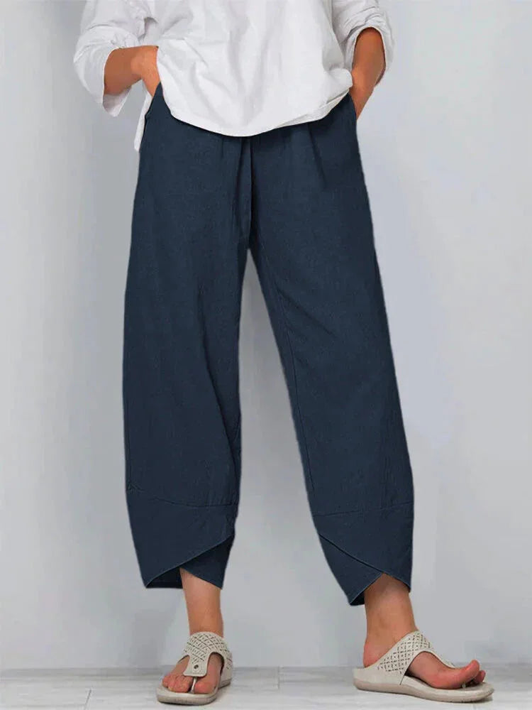 Giulia | Pantalones de lino y algodón de pierna ancha