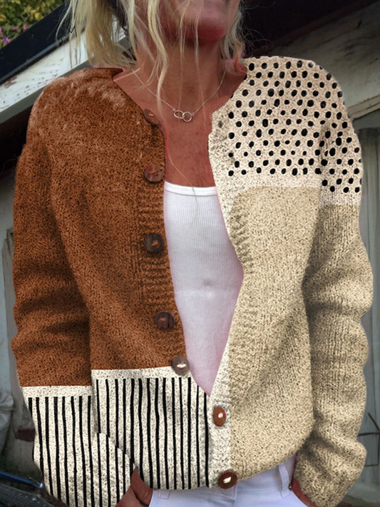 ELOISE™ | Cardigan en maille vintage patchwork