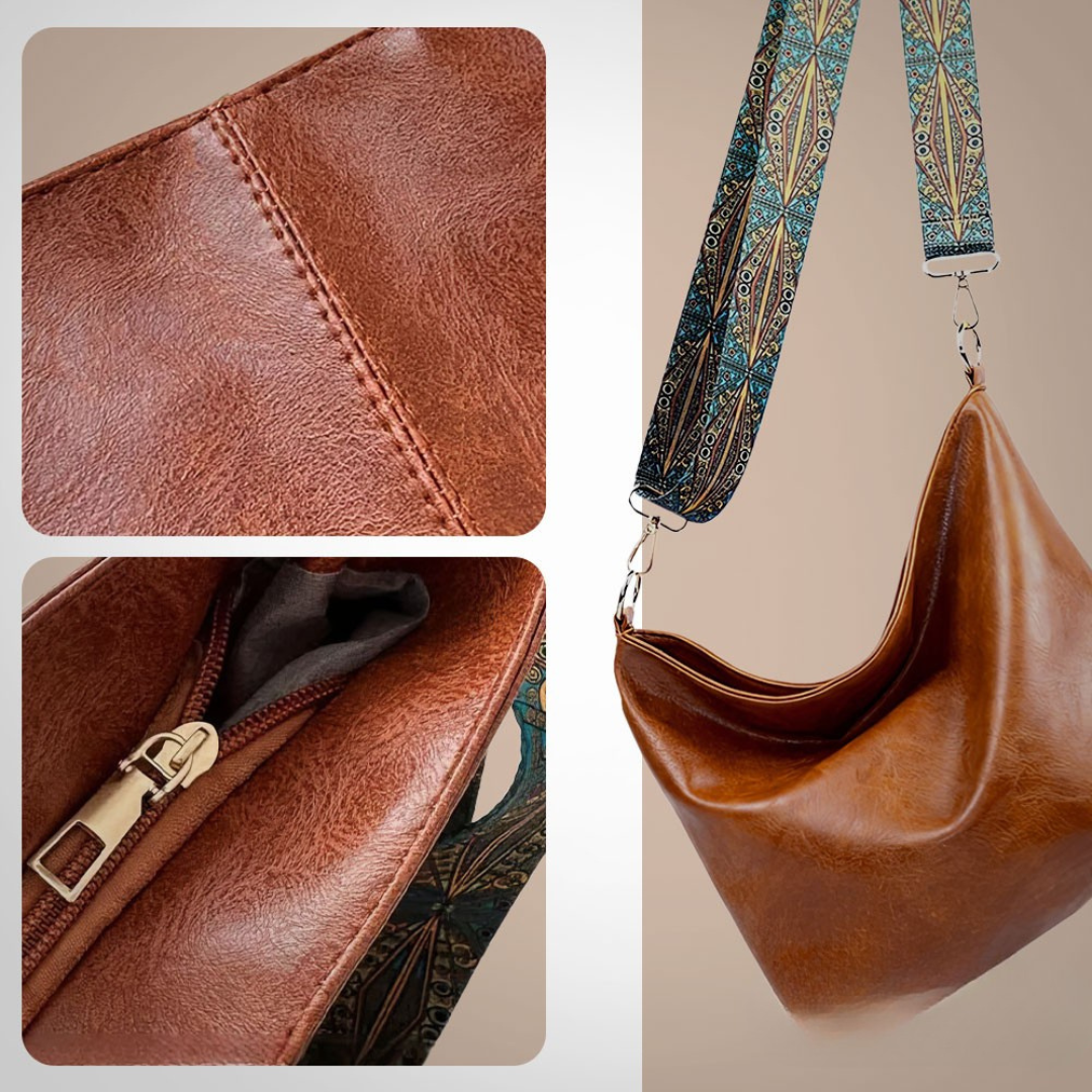 Cecilia - Bolsa de Hombro con Correa Étnica Ancha