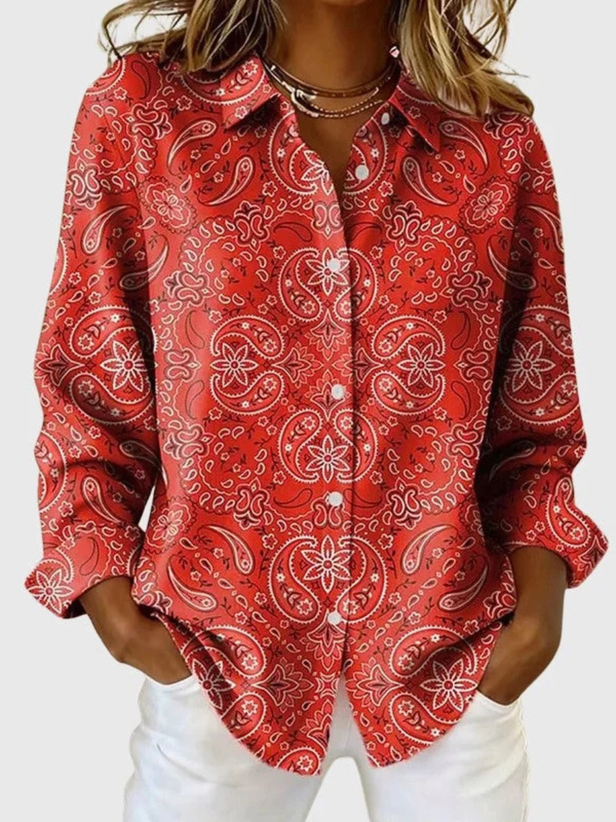 Joséphine™ | Blouse boutonnée à imprimé cachemire