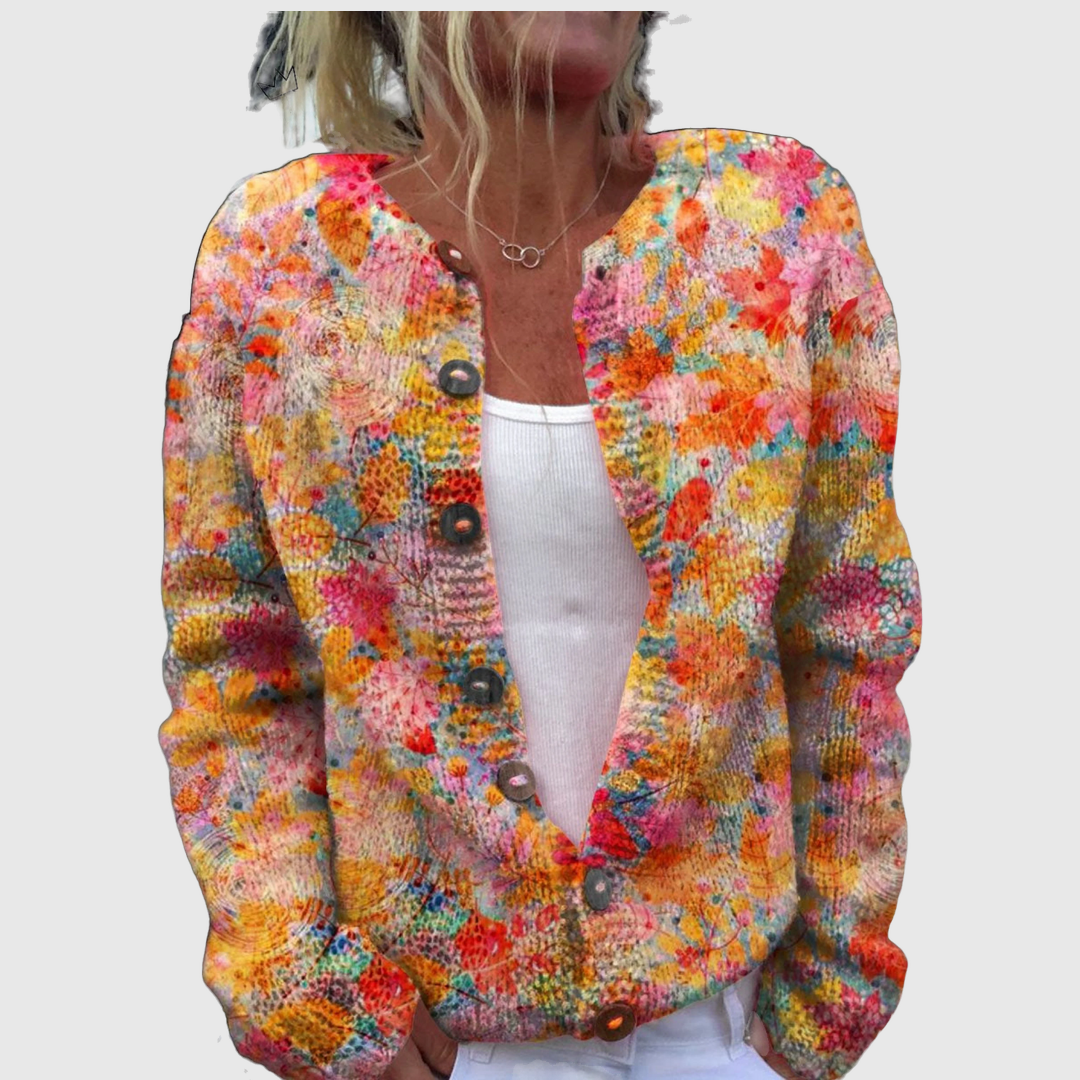 Marine — Cardigan floral marin