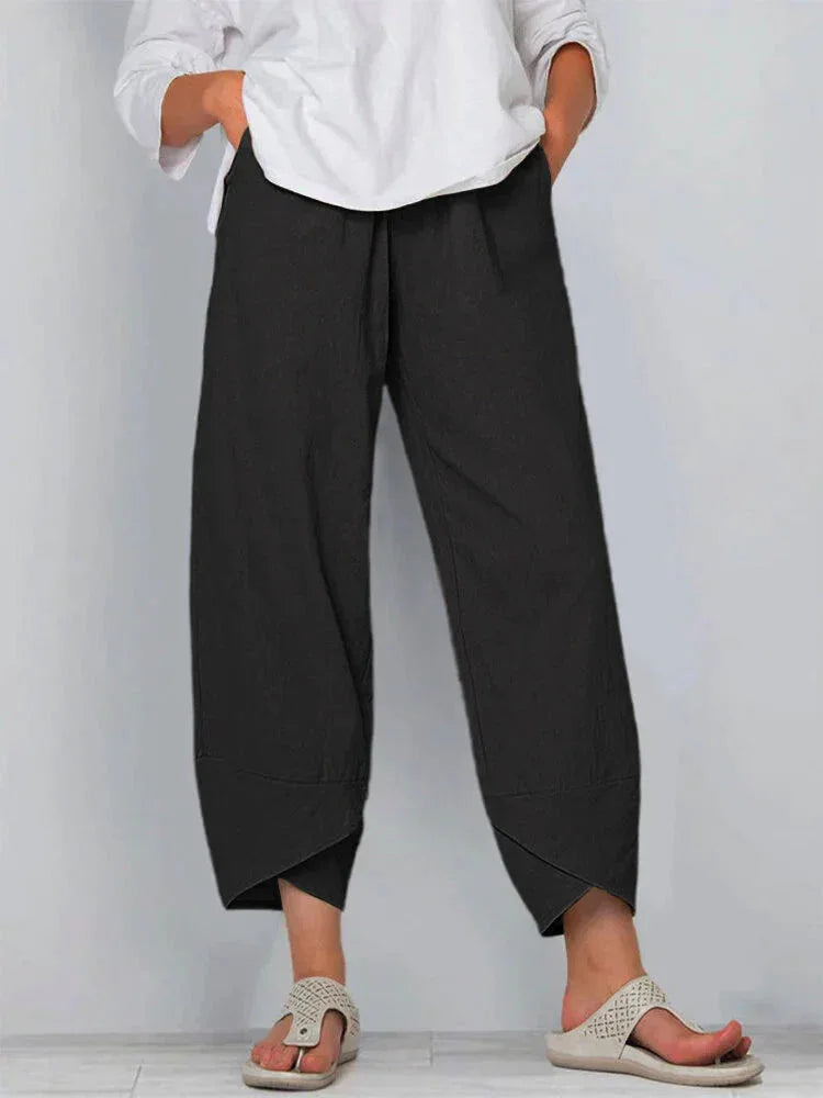 Giulia | Pantalones de lino y algodón de pierna ancha