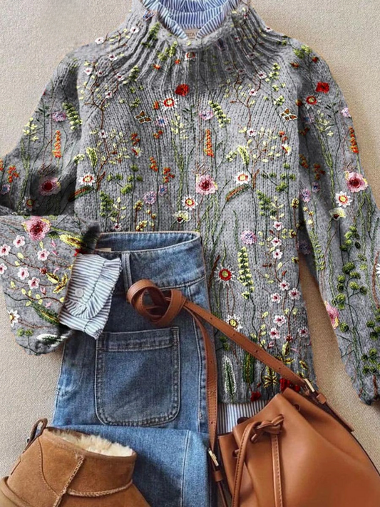 Maurine | Pull en Maille Floral Vintage