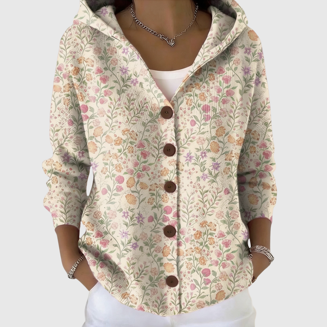Geneviève — Cardigan en maille à capuche