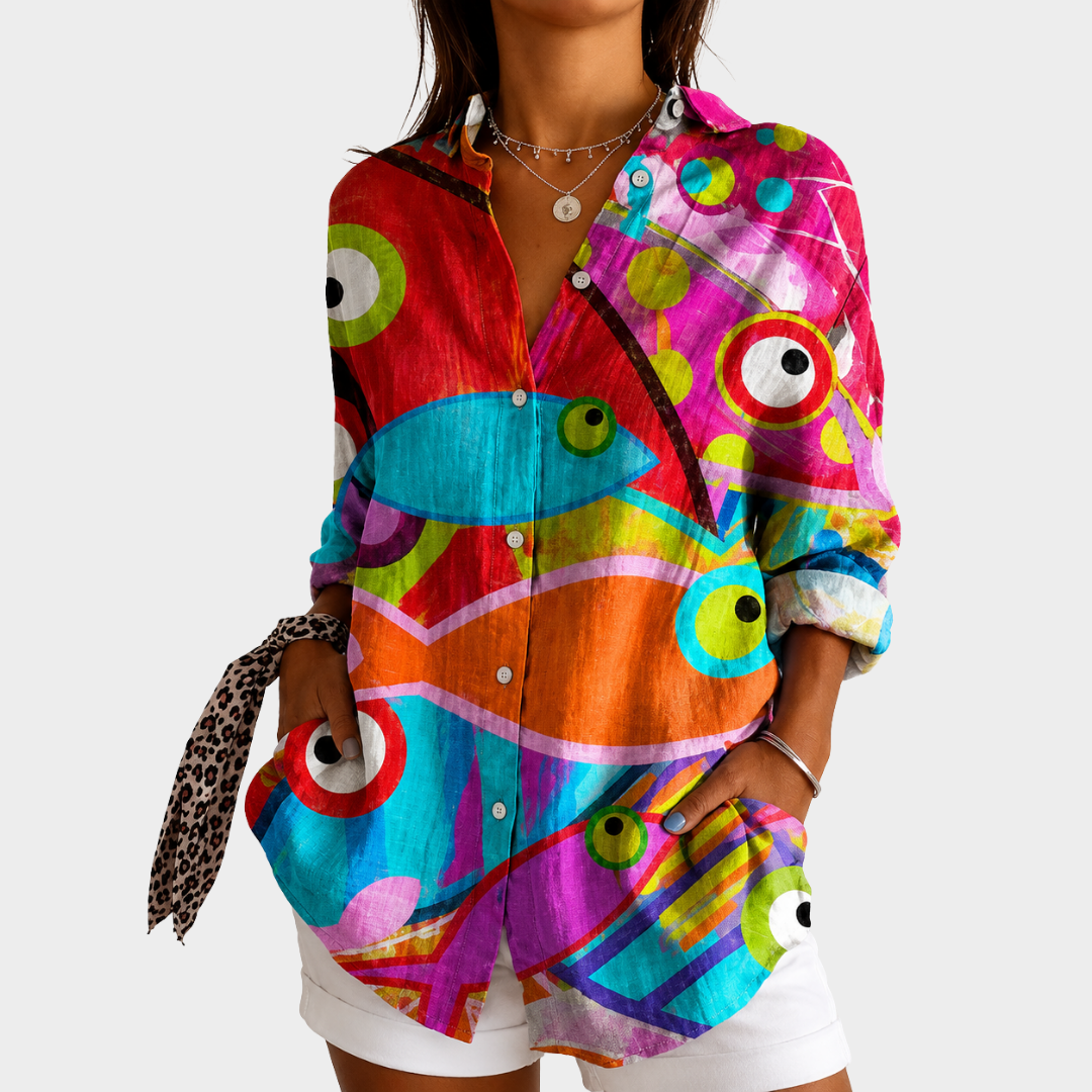 Blusa de arte mosaico vibrante