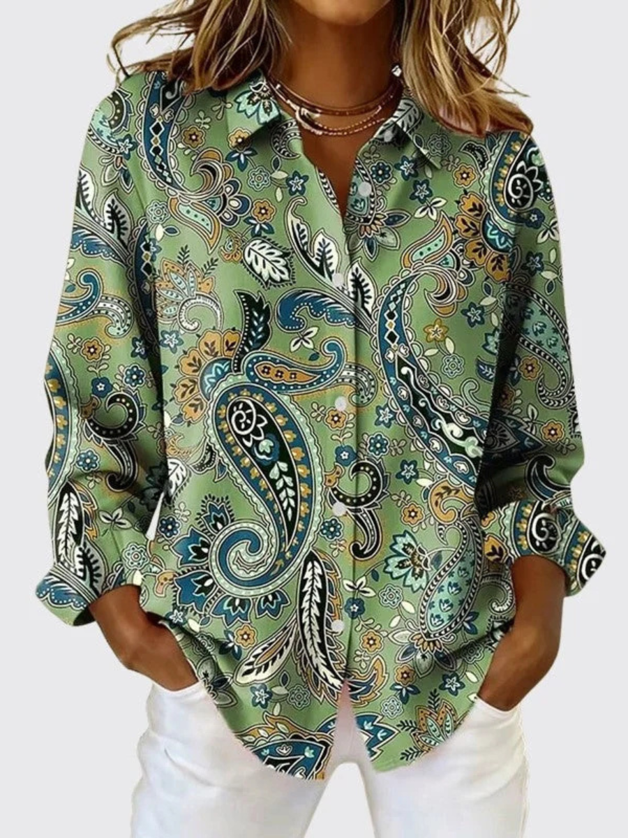 Joséphine™ | Blouse boutonnée à imprimé cachemire