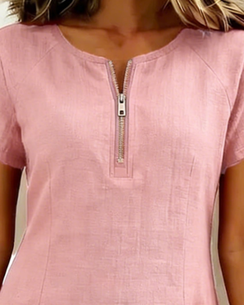 Zelora® | Vestido de algodón con cierre de cremallera
