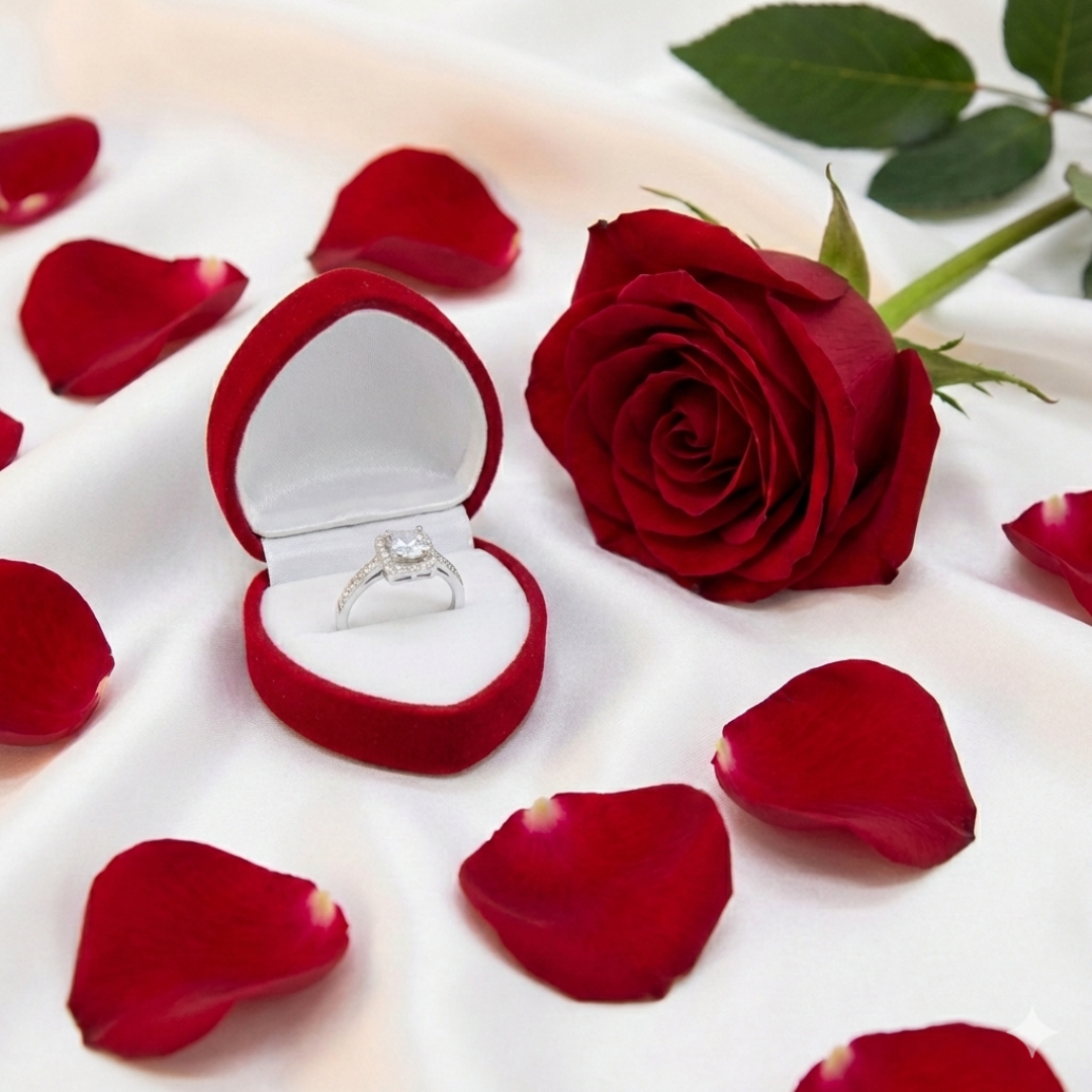 Lujosa caja para anillos en forma de corazón