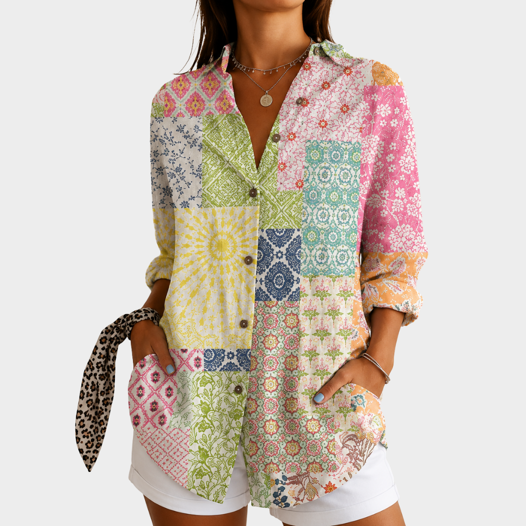 Blusa patchwork del jardín soleado