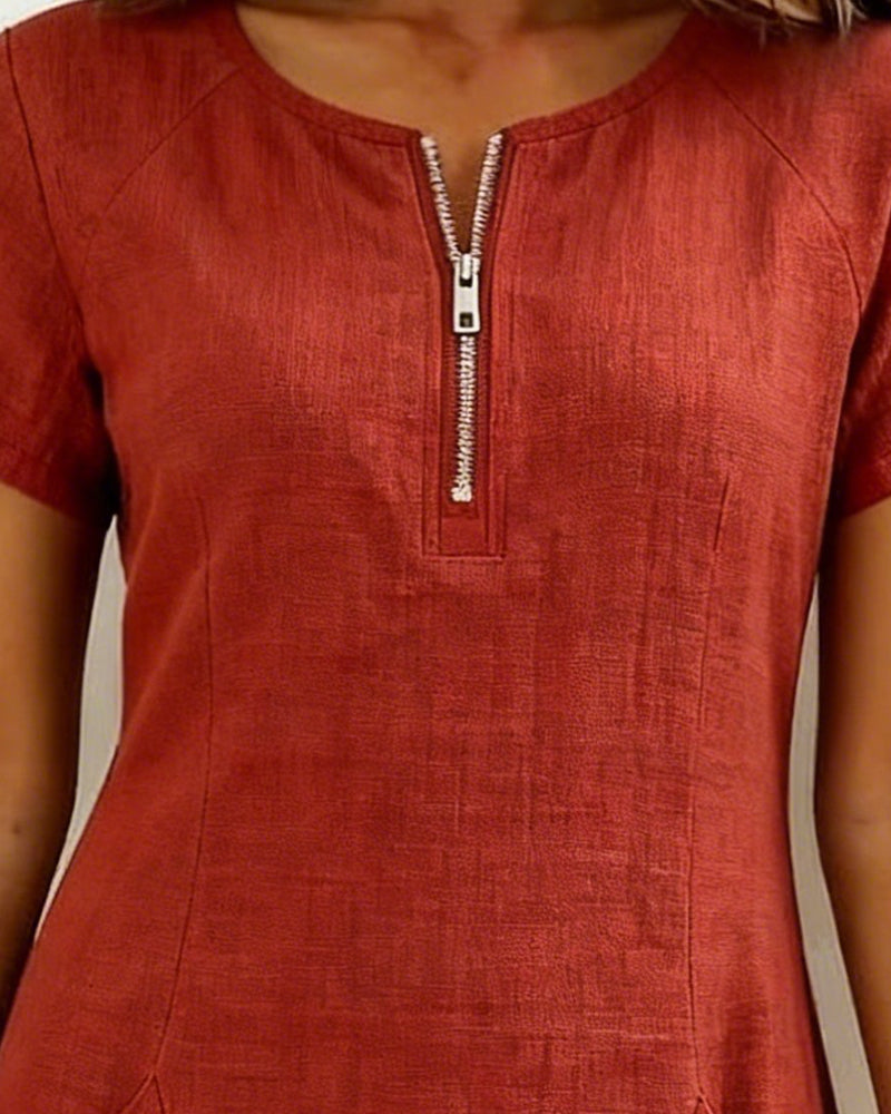 Zelora® | Vestido de algodón con cierre de cremallera