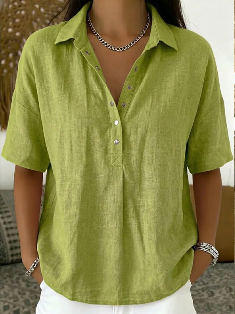 Zelora® | Blusa con cuello y detalle de botones (🎁¡PROMOCIÓN TEMPORAL: COMPRA UNA Y LLÉVATE OTRA GRATIS!🎁)