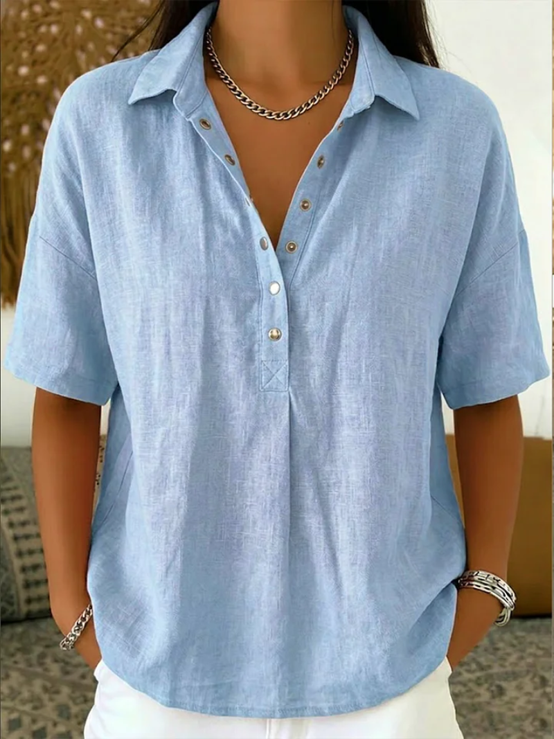 Zelora® | Blusa con cuello y detalle de botones (🎁¡PROMOCIÓN TEMPORAL: COMPRA UNA Y LLÉVATE OTRA GRATIS!🎁)
