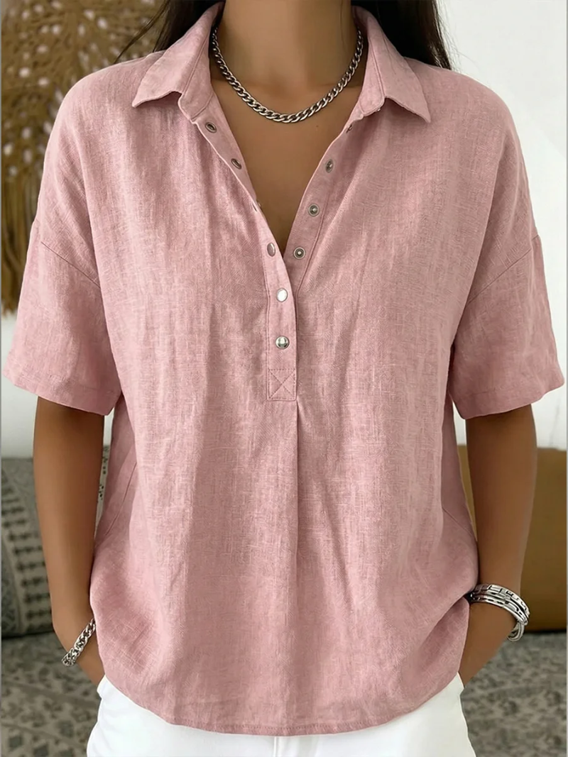 Zelora® | Blusa con cuello y detalle de botones (🎁¡PROMOCIÓN TEMPORAL: COMPRA UNA Y LLÉVATE OTRA GRATIS!🎁)