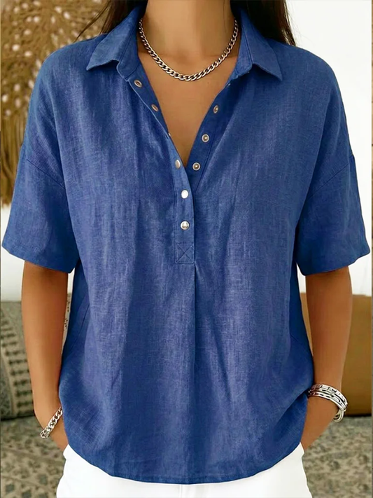 Zelora® | Blusa con cuello y detalle de botones (🎁¡PROMOCIÓN TEMPORAL: COMPRA UNA Y LLÉVATE OTRA GRATIS!🎁)