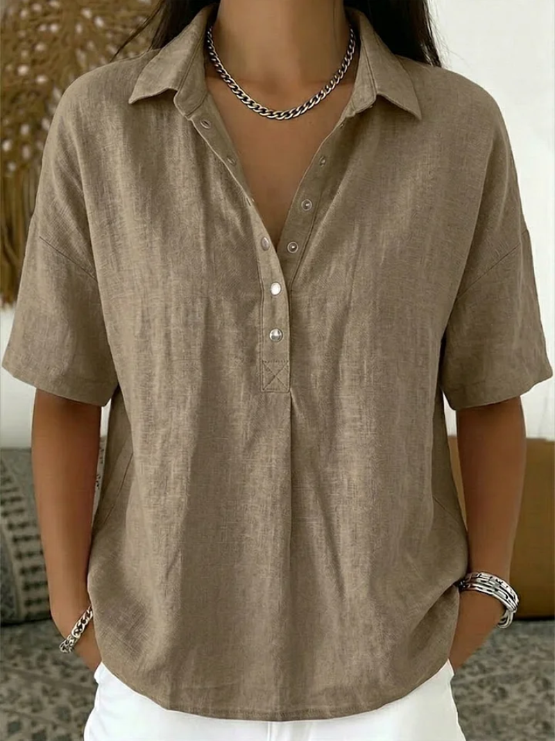 Zelora® | Blusa con cuello y detalle de botones (🎁¡PROMOCIÓN TEMPORAL: COMPRA UNA Y LLÉVATE OTRA GRATIS!🎁)
