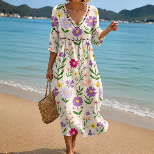 VESTIDO DE PLAYA FLORAL VIBRANTE