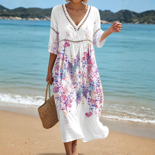 VESTIDO DE PLAYA FLORAL LIGERO Y AIREADO