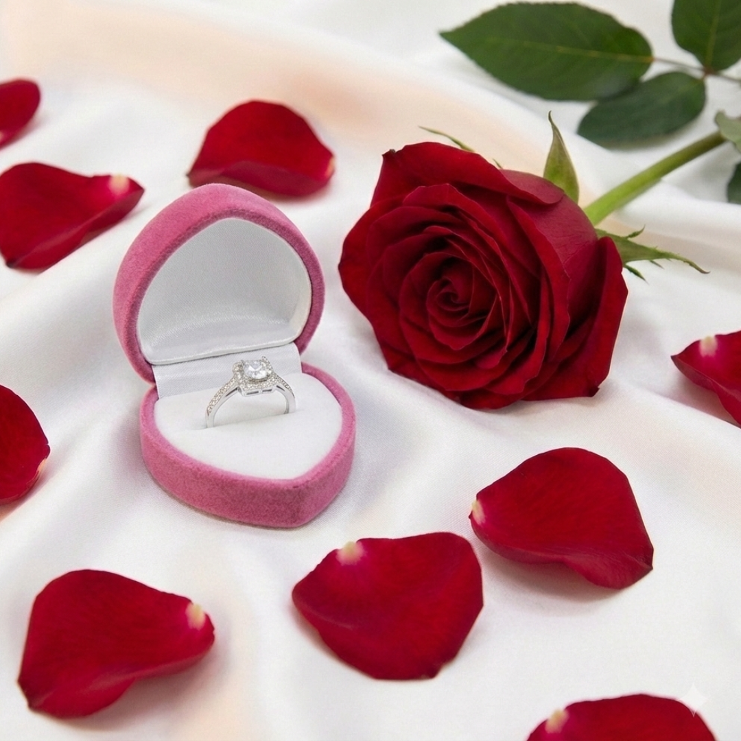 Lujosa caja para anillos en forma de corazón