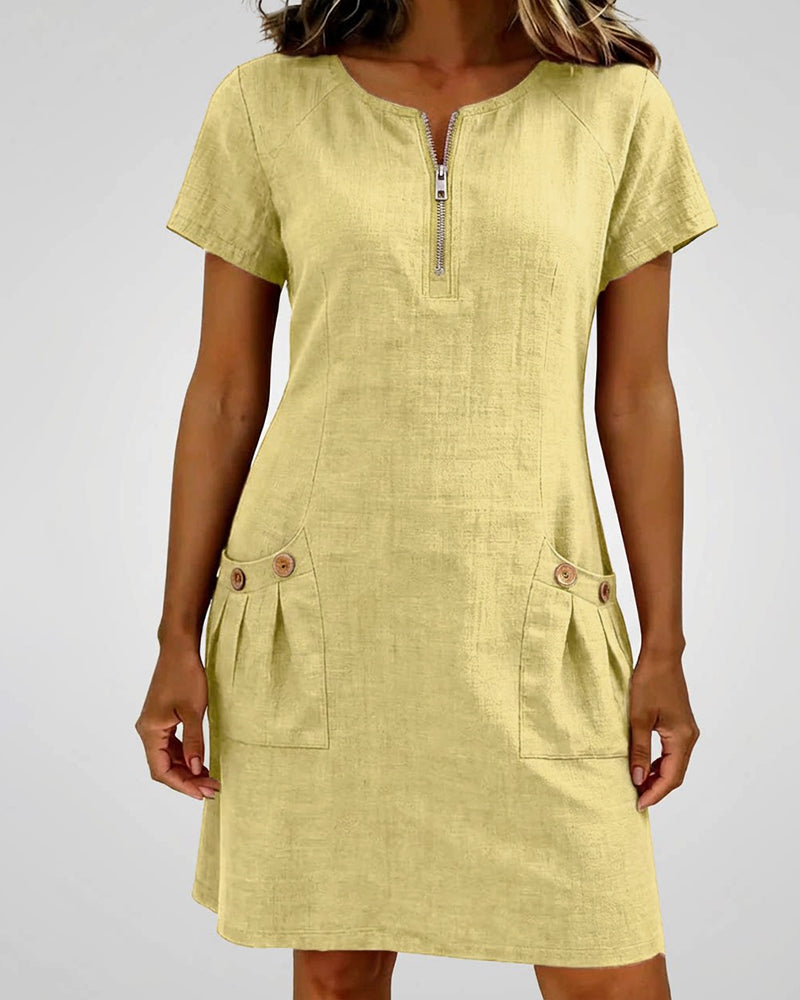 Zelora® | Vestido de algodón con cierre de cremallera