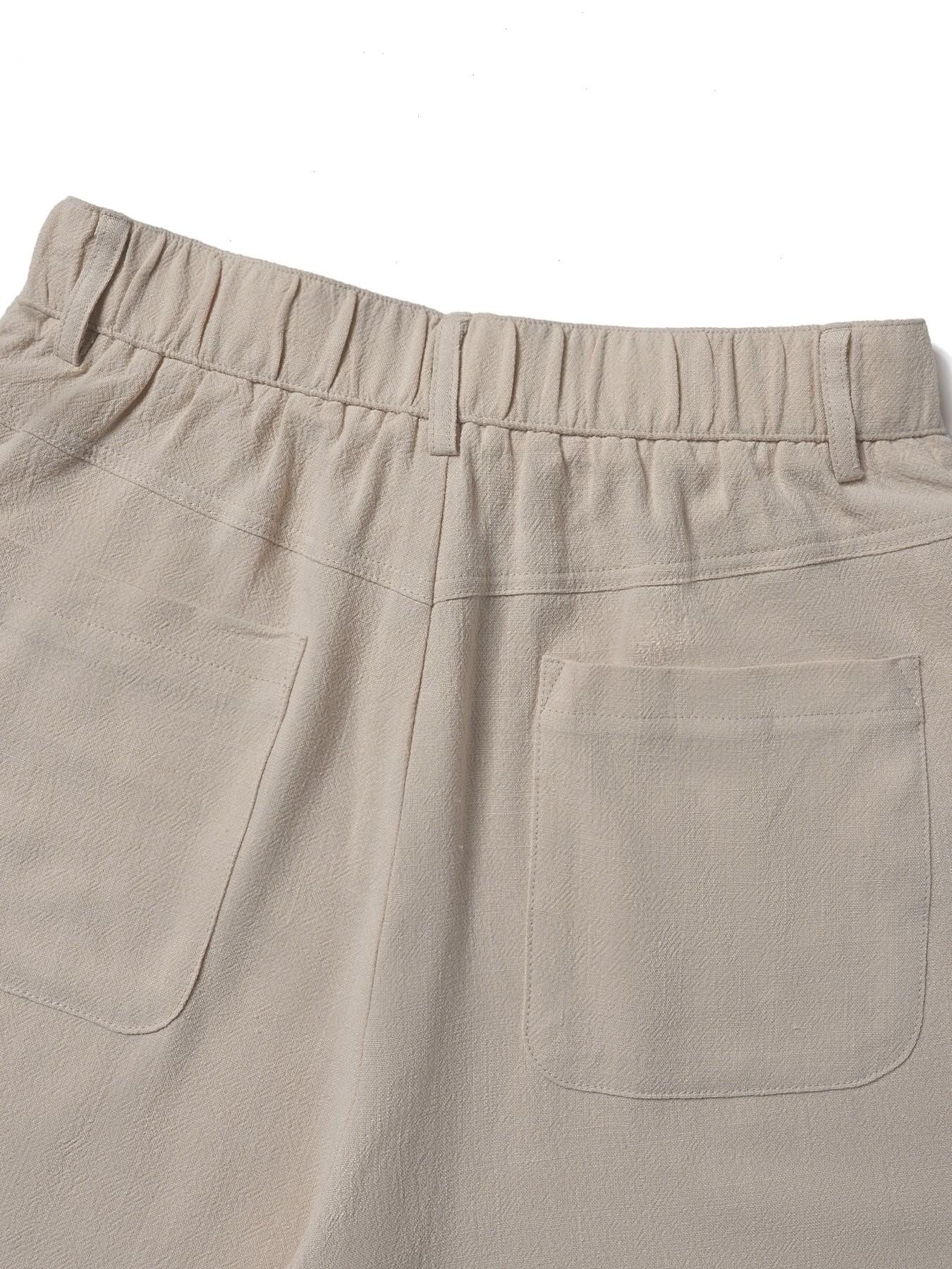 Pantalones en mezcla de algodón y lino: de corte fluido, pierna recta y cintura alta.