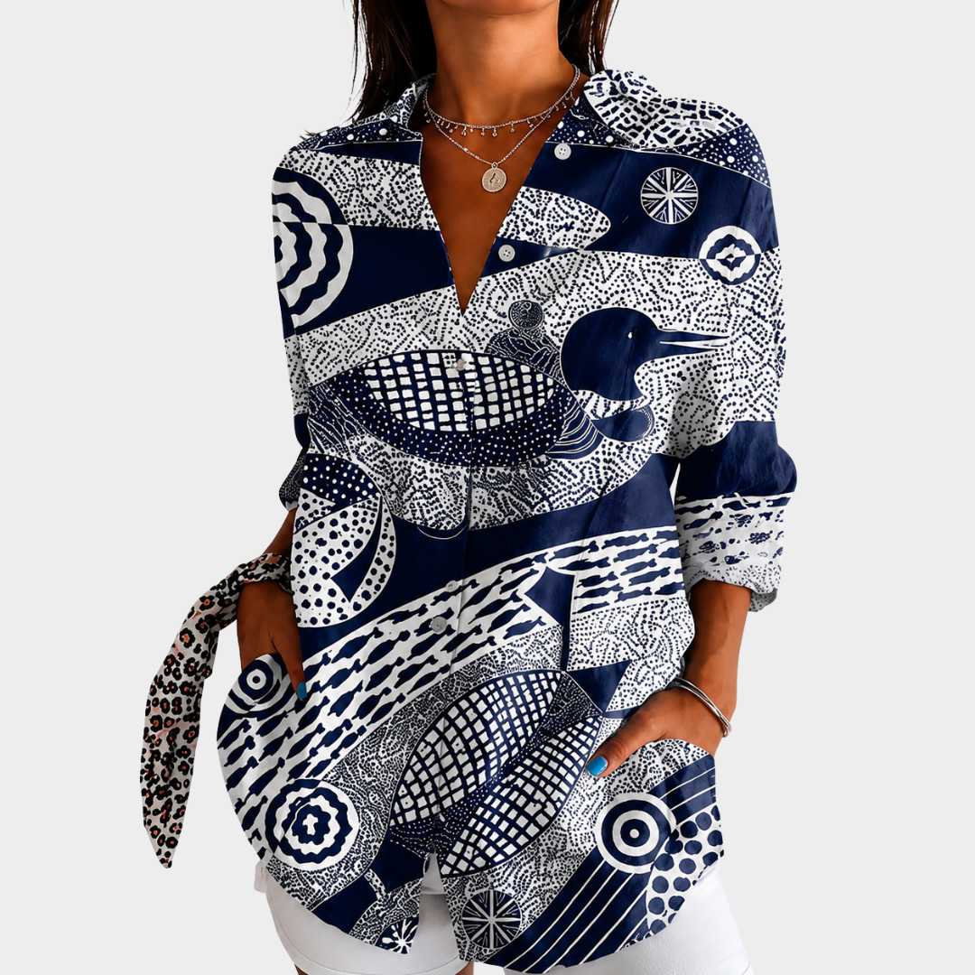 Blusa con estampado de mosaico costero