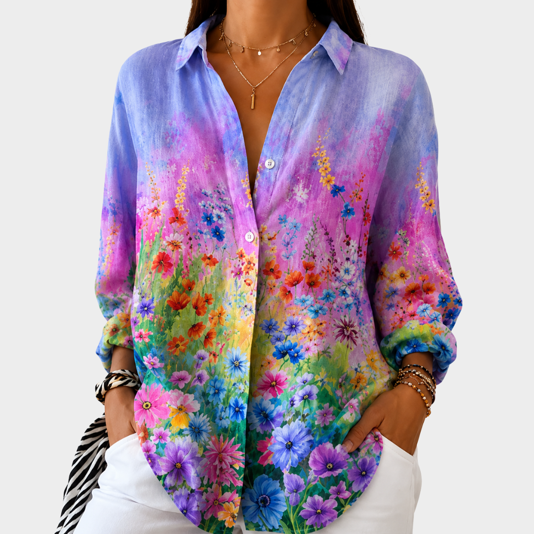 Blusa Jardín de Flores Silvestres al Atardecer