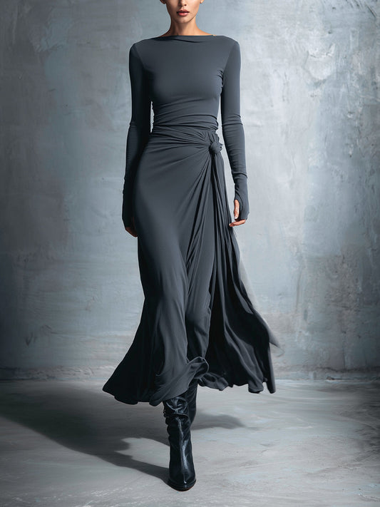 NADÈGE ❘ Robe longue avec nœud latéral