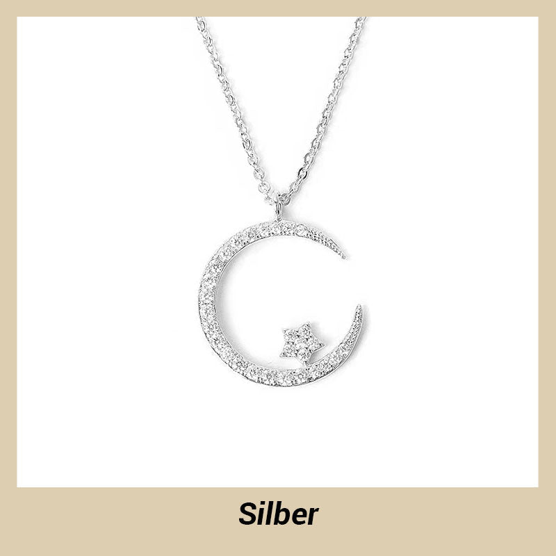 Collar con luna y estrellas brillantes