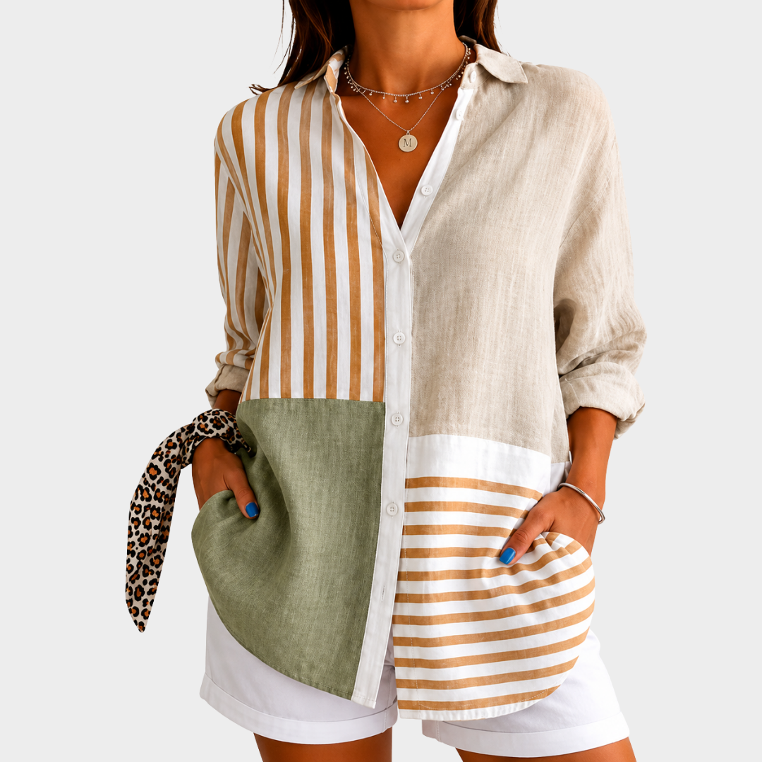 Blusa patchwork de armonía costera