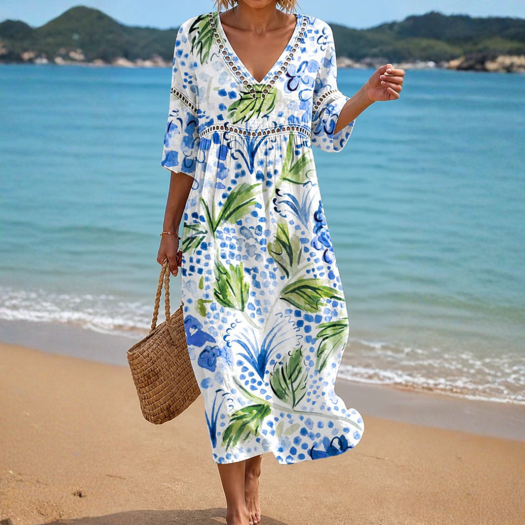 Vestido de Playa con Estampado Tropical