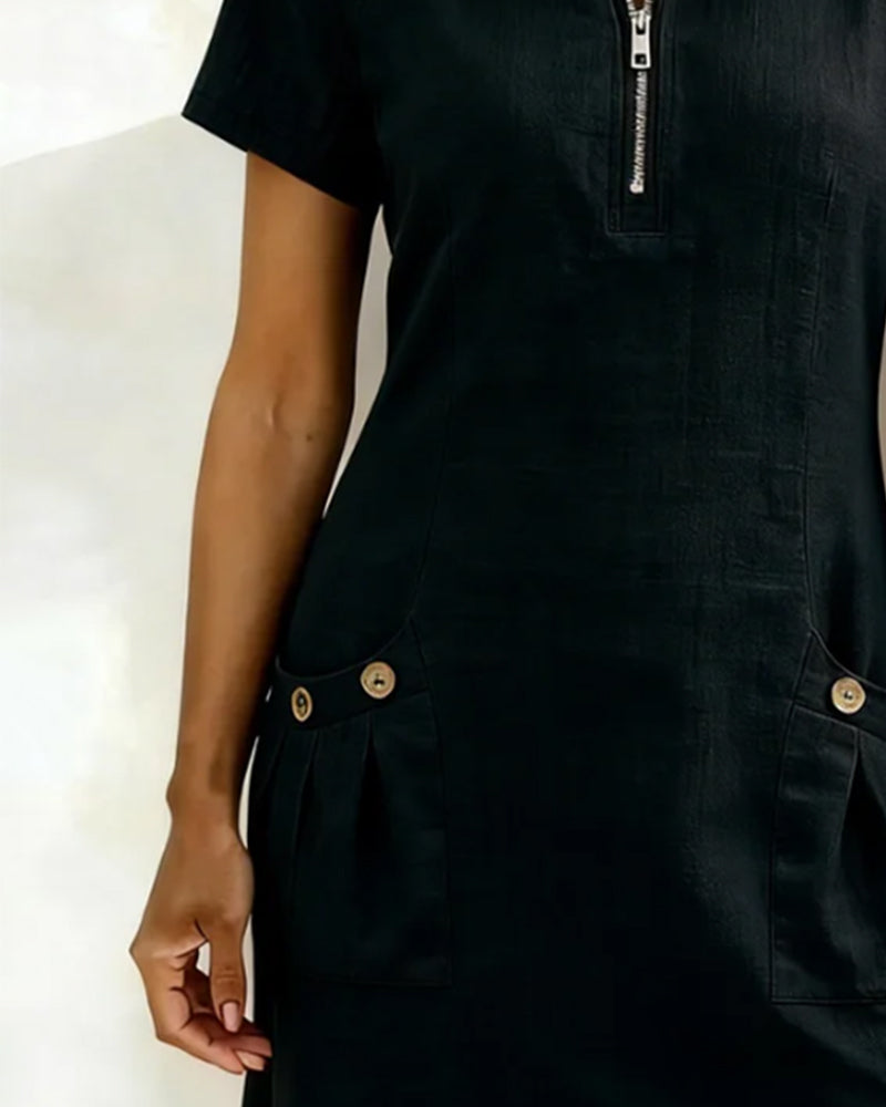Zelora® | Vestido de algodón con cierre de cremallera