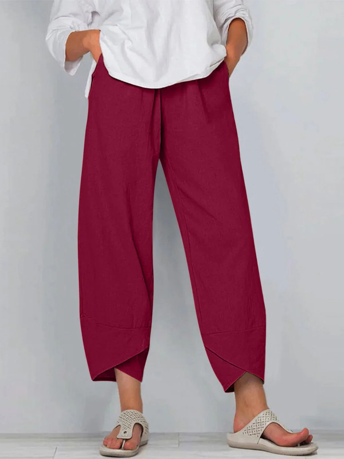 Giulia | Pantalones de lino y algodón de pierna ancha