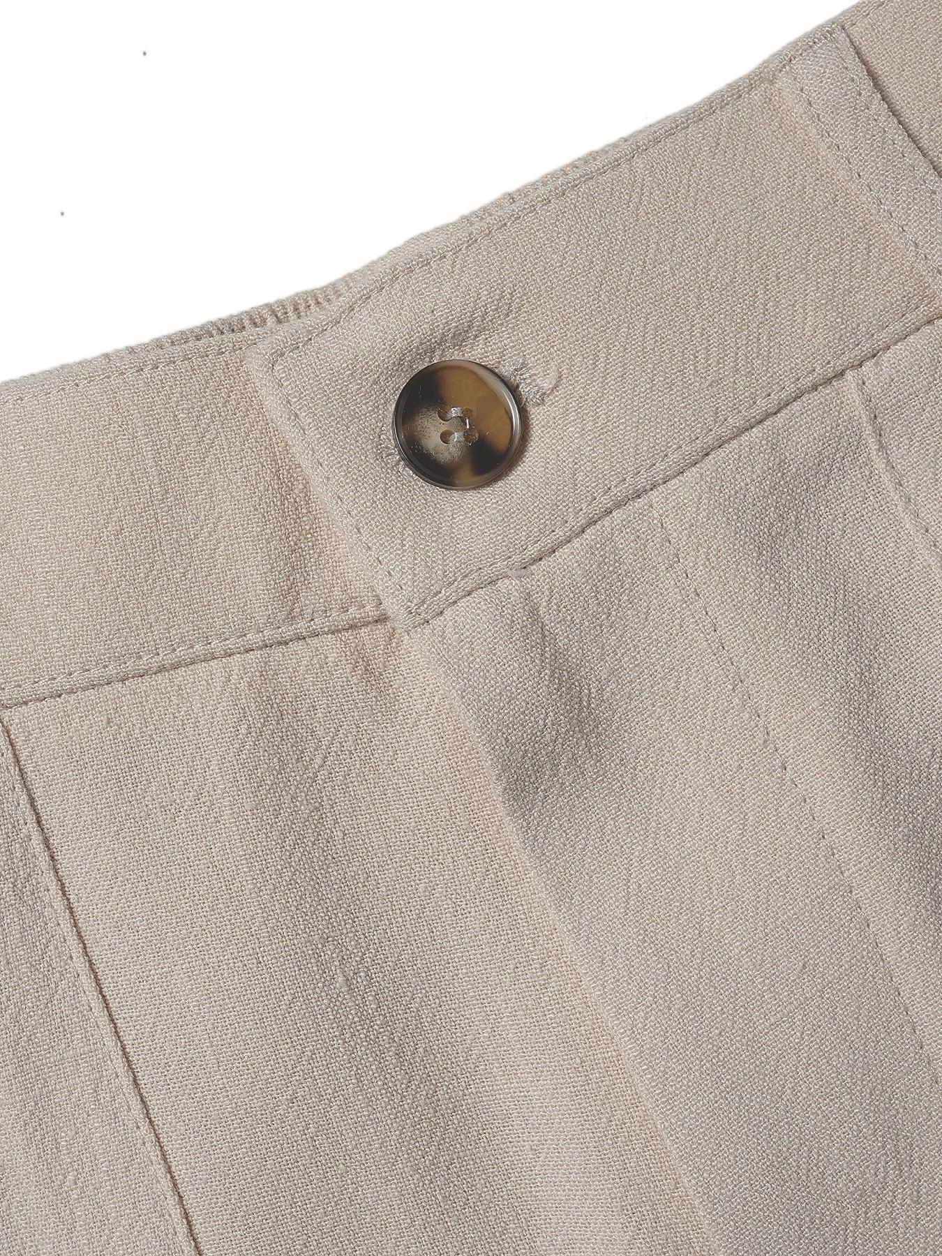 Pantalones en mezcla de algodón y lino: de corte fluido, pierna recta y cintura alta.