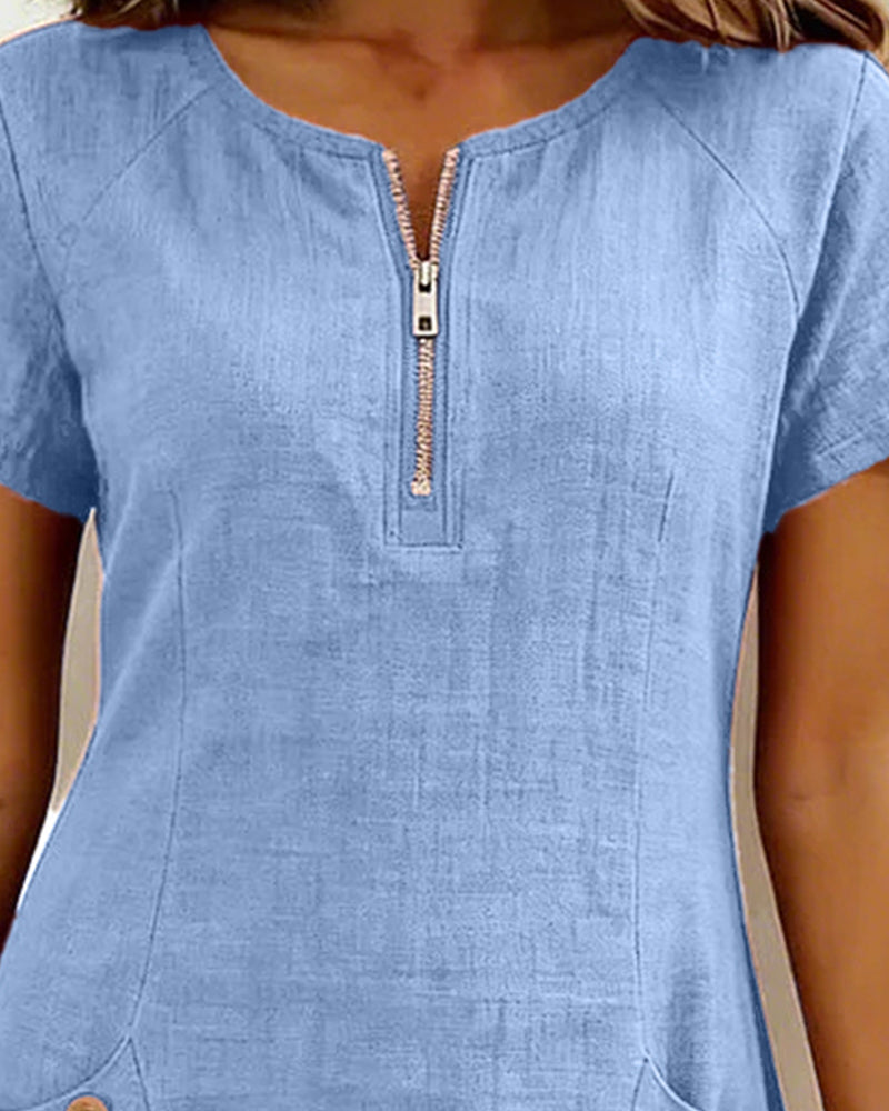 Zelora® | Vestido de algodón con cierre de cremallera