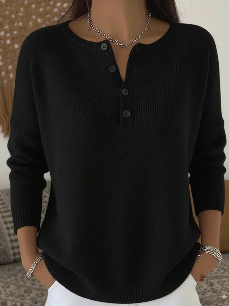 GABRIELLE™ | Jersey de punto con cuello Henley y botones