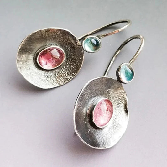 Pendientes vintage bicolor de plata