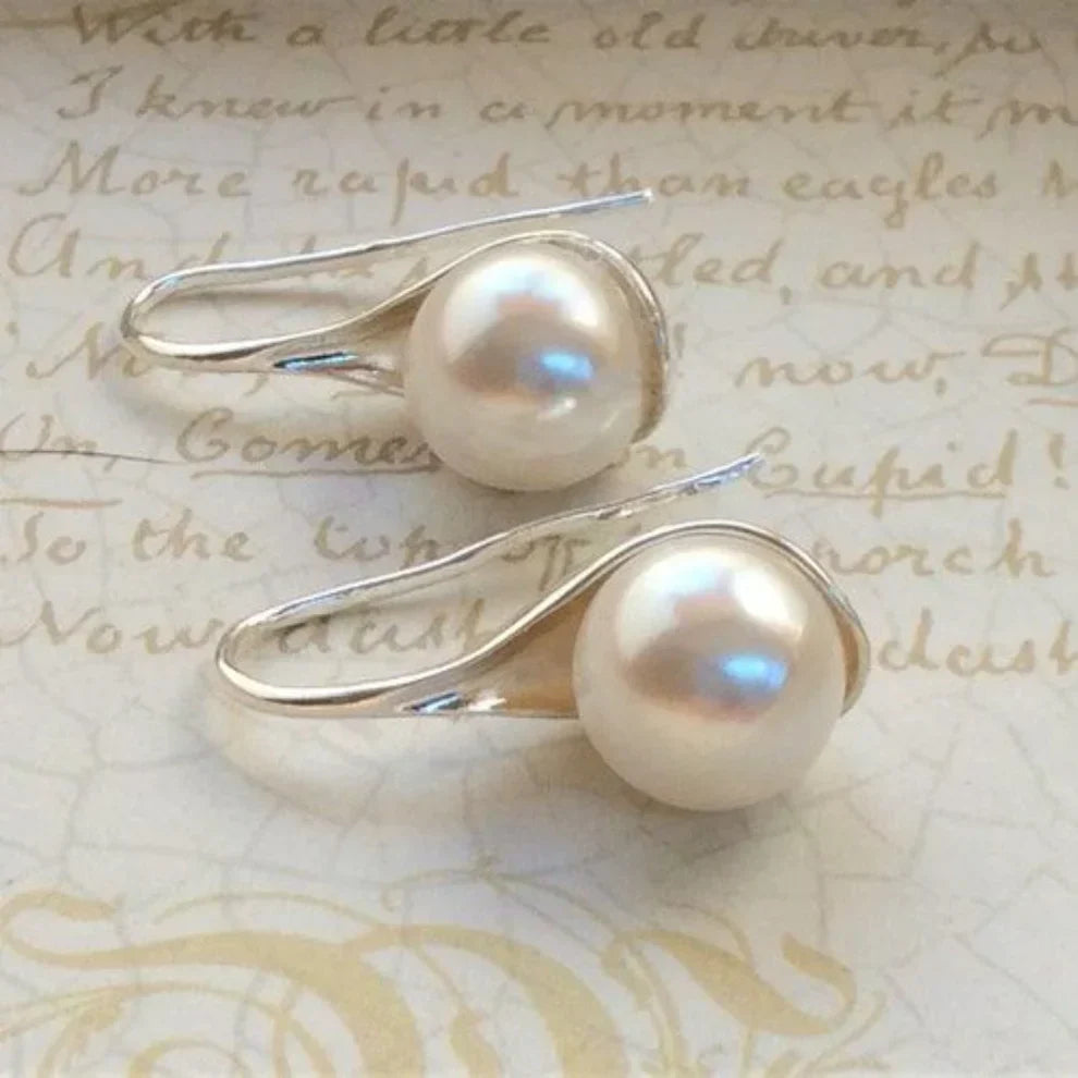 Pendientes colgantes de perla vintage