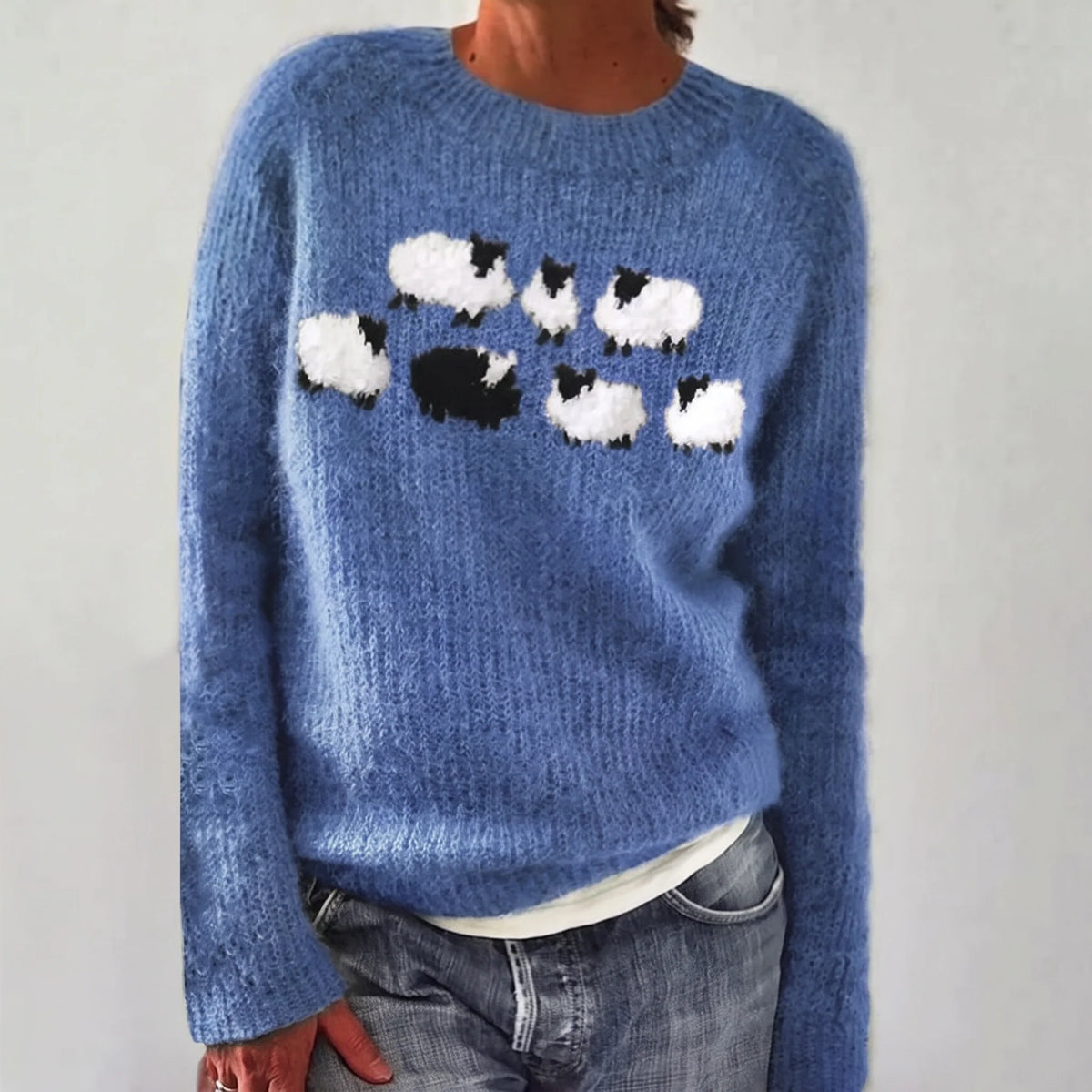 Bianka | Pull Douillet à Motif Moutons