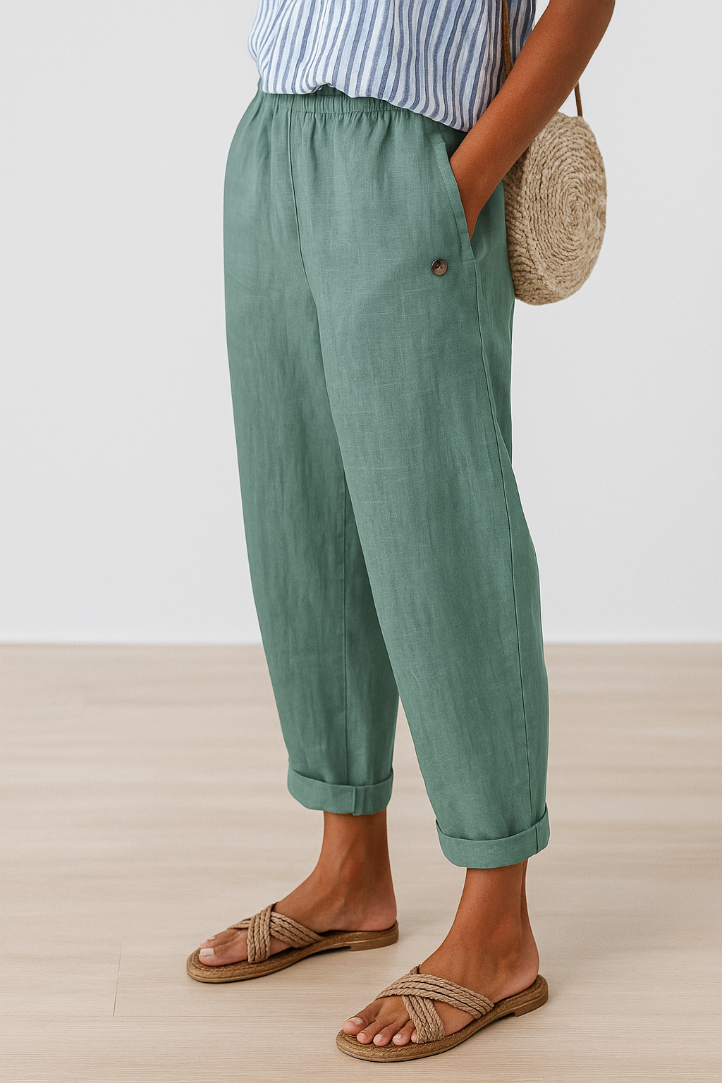 BELLUCCI MILANO | PANTALONES FUSEL EN LINO MISTO PARA MUJERES