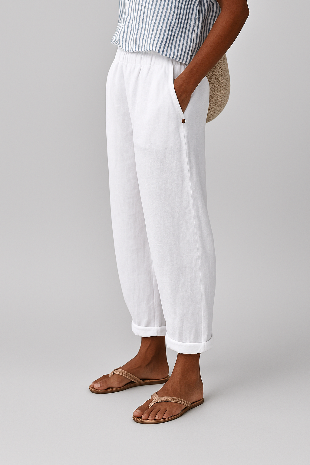 BELLUCCI MILANO | PANTALONES FUSEL EN LINO MISTO PARA MUJERES