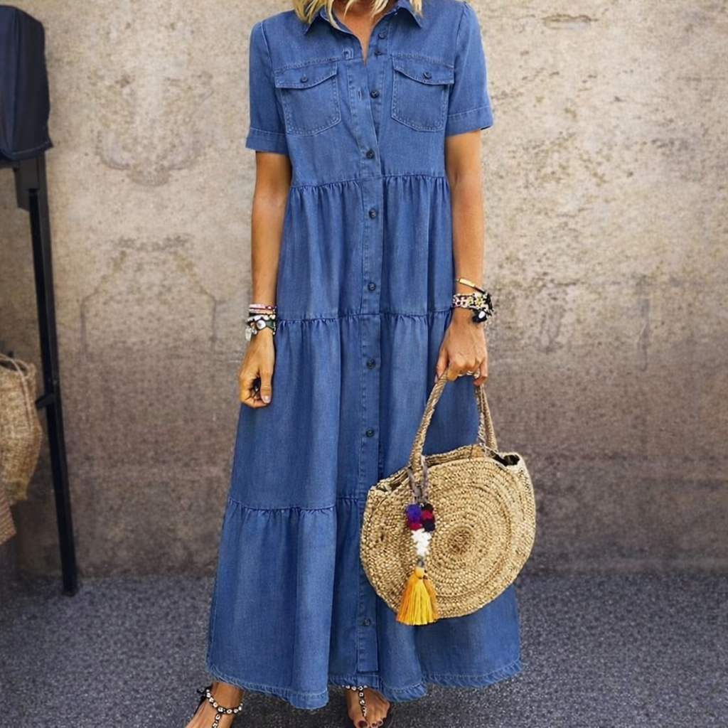 ELIZABETH | VESTIDO MIDI CON ABROCHADO DELANTERO