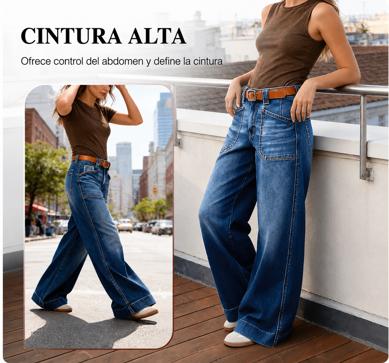 Vaquero Capri de cintura alta