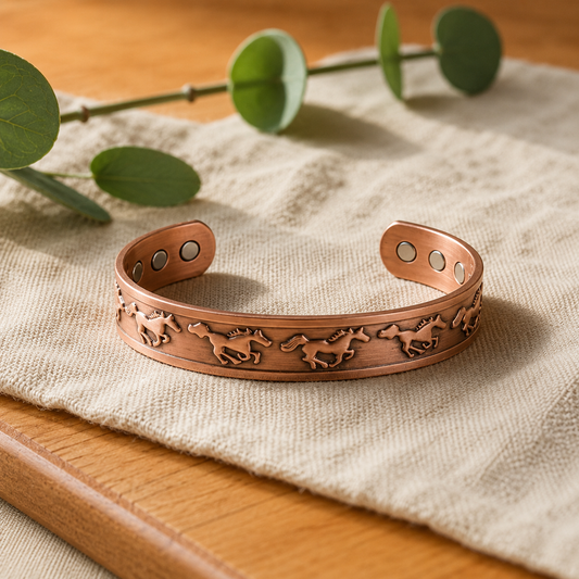 Pulsera de cobre con diseño de caballo