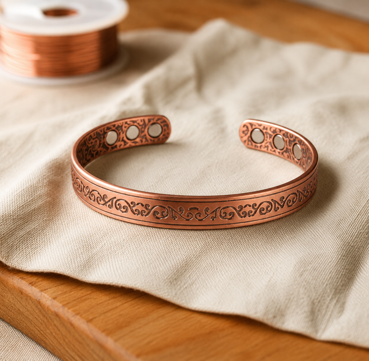 Pulsera de cobre ornamentada