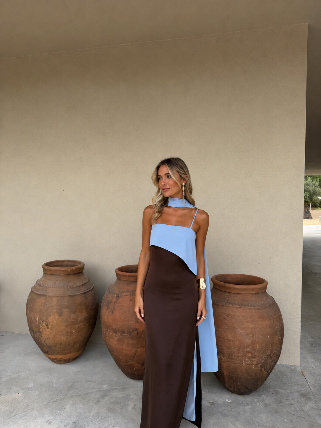 Vestido Joanna en marrón y azul