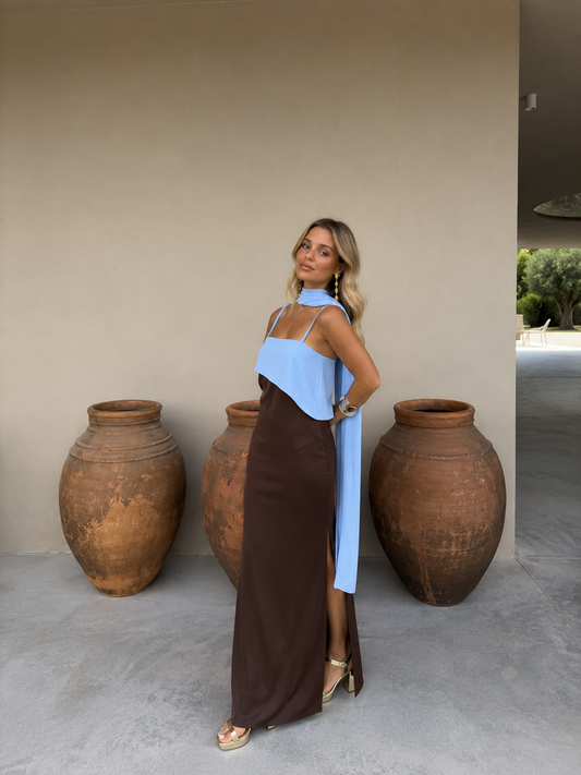 Vestido Joanna en marrón y azul
